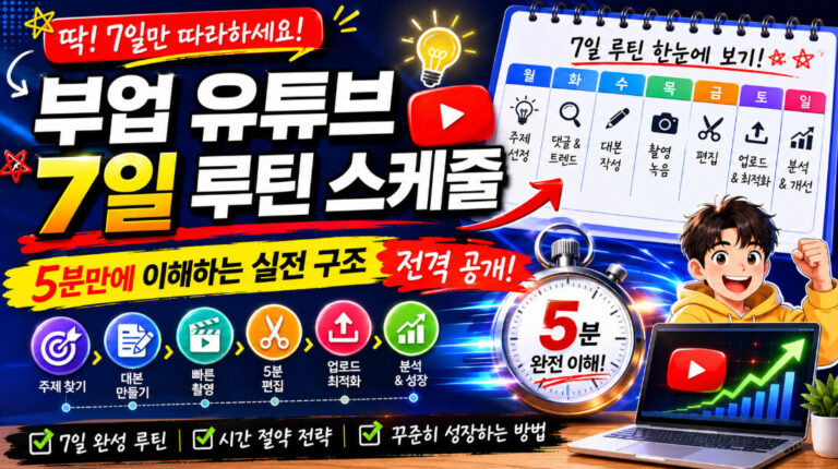 유튜브 부업 7일 루틴